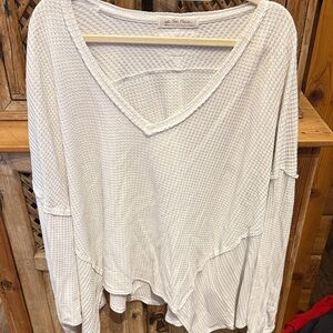 We The Free Cream Waffle Knit Long Sleeve Top